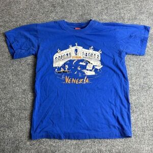 Junior Boys XXL Venzia Italia Italy Blue Short Sleeve T-Shirt Cotton
